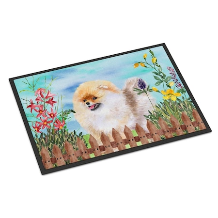 Carolines Treasures Pomeranian Spring Indoor or Outdoor Mat - 24 x 36 in. CK1244JMAT